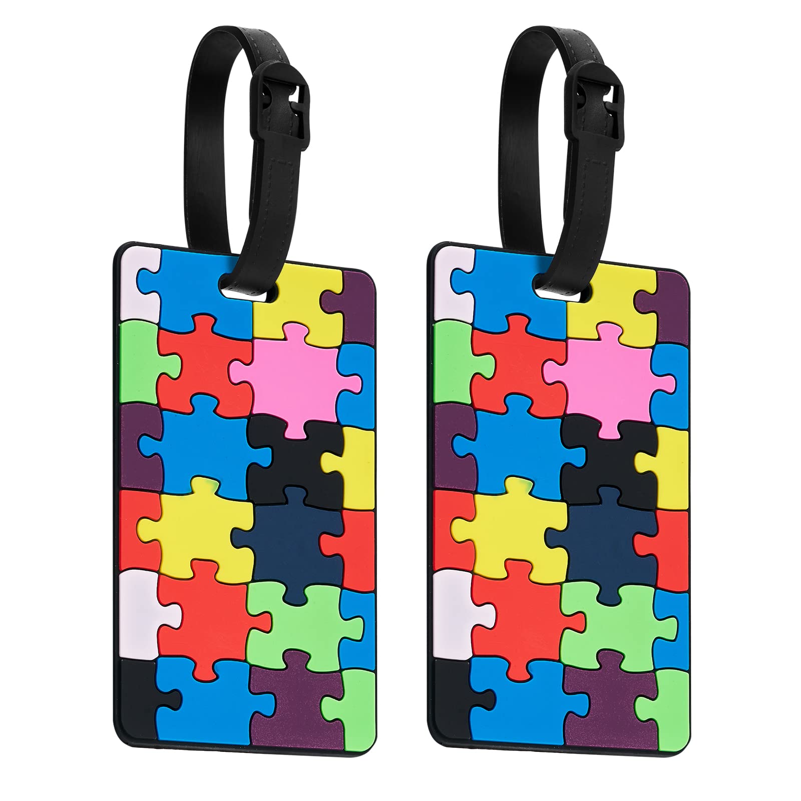 ZOUIQSS Luggage Tags Pack of Two,Baggage Tags Suitcase ID Labels Business Card Holder/Travel ID Bag Tag(Big Puzzle)