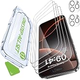 iGluz 4 Pack for iPhone 16 Pro Screen Protector with 2-Pack Camera Lens Protector[99.99%HD Clear][9H Tempered Glass][Bubble Free][Easy Installation][Smooth Touch][Anti-fingerprint],4+2 Dual Protection
