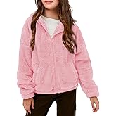 CharmWM Girls Fuzzy Outerwear Jacket Kids Soft Oversized Jackets Zip up Hoodie Warm Sweatshirt with Pockets 5-14 years
