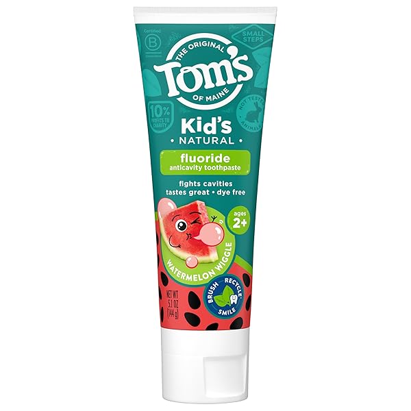 TOM’S OF MAINE NATURAL CHILDREN’S FLUORIDE TOOTHPASTE, WATERMELON, 5.1 OZ