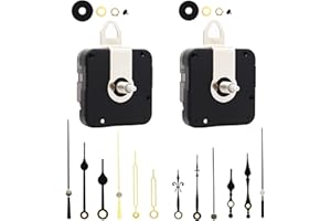 TIKROUND Youngtown 12888 2 Pack Clock Movement Mechanism with 4 Pairs of Short Hands Battery Silent Sweep Operated Quartz Clock Motor Kit DIY Repair Parts Replacement,Total Shaft Length is 19 mm (3/4 inch).