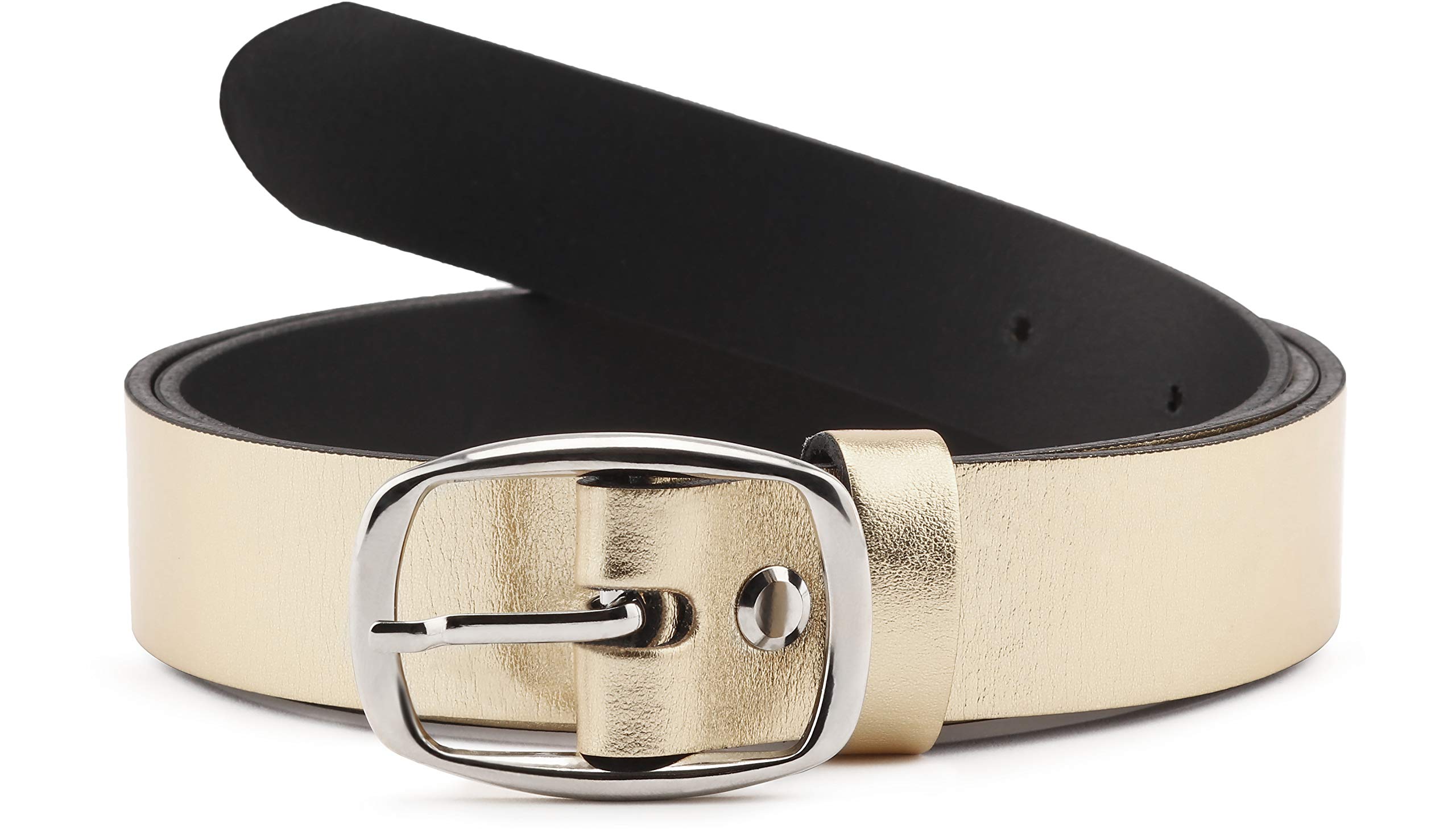 Merry Style Women's Leather Belt D41 (Gold, 85 cm (Total length 104 cm)) — image 1