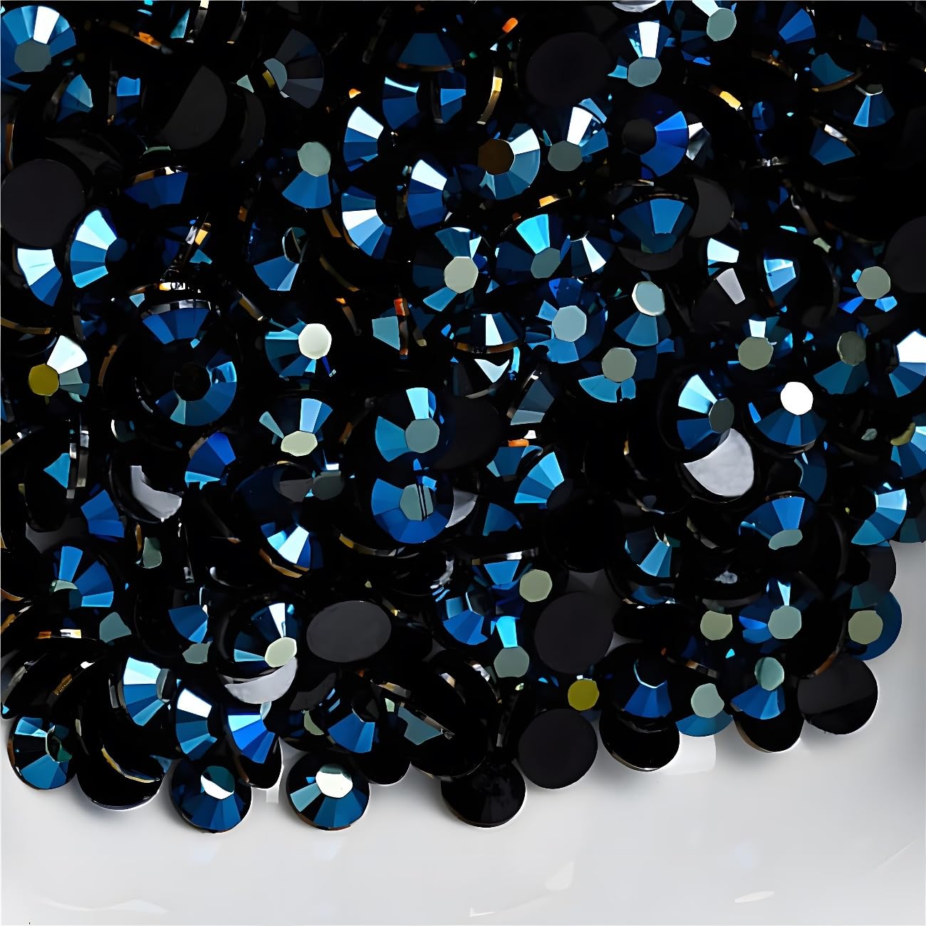 Photo 1 of Flatback Rhinestones Round Gems for Nails Art and Crafts 4000Pcs SS12 3mm AB Crystals Glitter Stone DIY Bags Clothes Shoes (Black Ink-Blue AB)