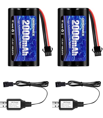 Amazon.com: URGENEX 2S RC Battery 3000mAh 7.4V Li-ion