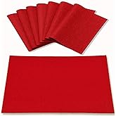 Rinpon Cloth Red Placemats Set of 8, Linen Type Fabric Placemats Machine Washable Heat Resistant Placemats Polyester Place Mats for Halloween, Thanksgiving, Christmas and Valentine Dining Table (Red)