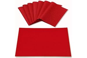 Rinpon Cloth Placemats Set of 8, Linen Type Fabric Placemats Machine Washable Placemats Heat Resistant Placemats Wrinkle Free Thick Polyester Kitchen Place Mats for Dining Table (Red)