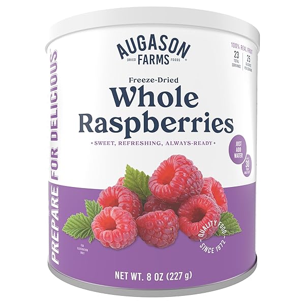 AUGASON FARMS FREEZE DRIED WHOLE RASPBERRIES CAN, EMERGENCY FOOD SUPPLY, EVERYDAY MEALS, 23 SERVINGS