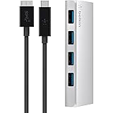 Belkin USB-IF Certified USB 3.0 4-Port Hub with 1-Meter USB Type C (USB-C) to Micro-B Cable