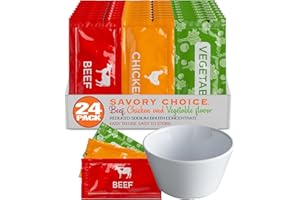 Reduced Sodium Broth Variety Pack 8 each Beef, Chicken and Vegetable Concentrates (24 Total) Make Great Soups Includes Bouill