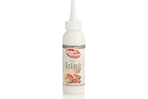 BAKER'S CHOICE White Cookie Icing - Ready to Use Royal Icing for Cookies - Decorating Icing Squeeze Bottles with Piping Tube For Cookies, Cakes, Cupcakes and Treats - 3.7 oz. - Baker’s Choice