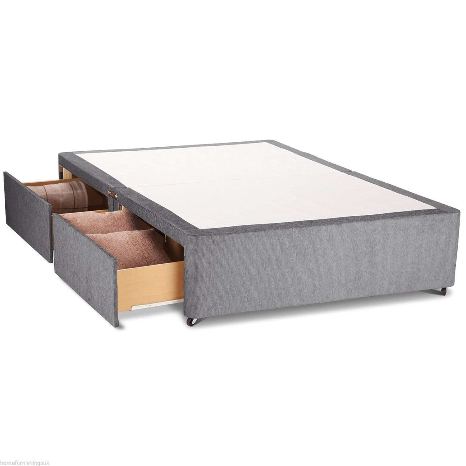 Hf4you Chenille Divan Bed Base No Headboard 2 Drawers 3ft