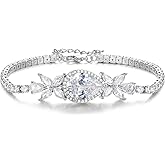 Crysdue Cubic Zirconia Bracelet Classic Adjustable Tennis Bracelet, Birthstone Bracelet Jewelry Gift for Women