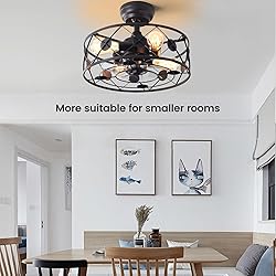 MOBEYU 16.5''Caged Ceiling Fan with Light,Low