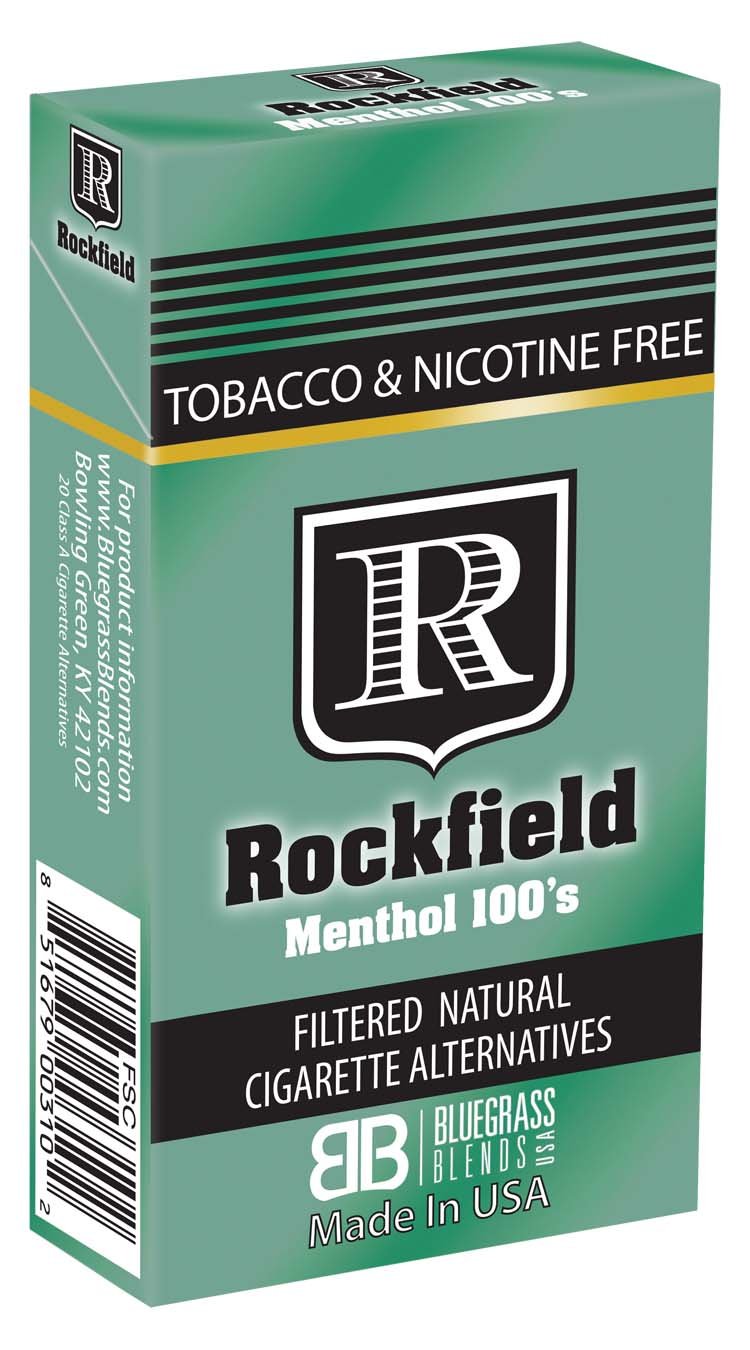 Tobacco Free Cigarette Alternatives ROCKFIELD "Menthol 100's" Tobacco Free Nicotine Free