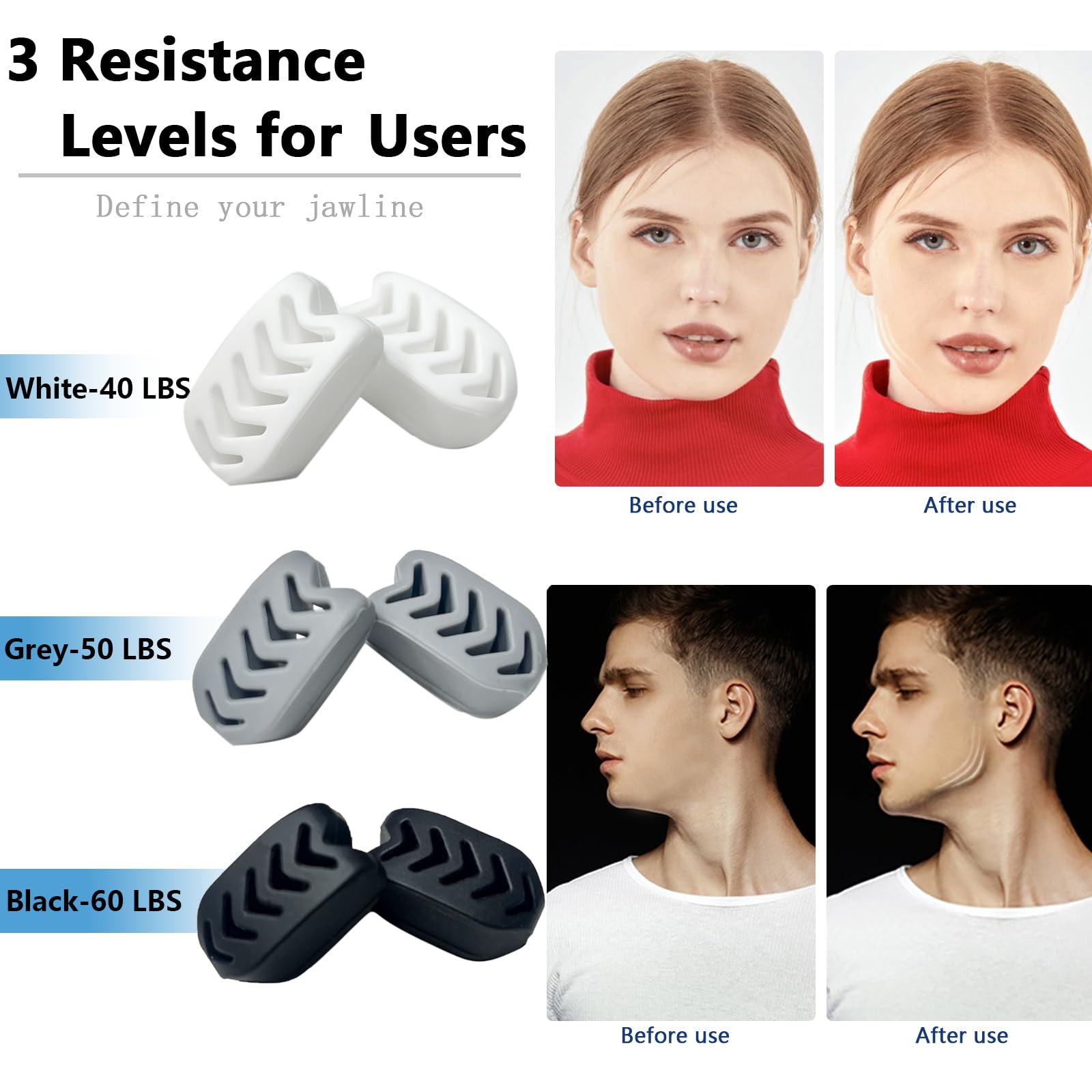 FGVOPJM Jawline Exerciser for Man and Woman 3 Resistance Levels (6 pcs) BPA Free Silicone Jaw Exerciser Gum Tablets Jaw Trainer & Jaw Exerciser Shaper for Beginner, Intermediate & Advanced Users