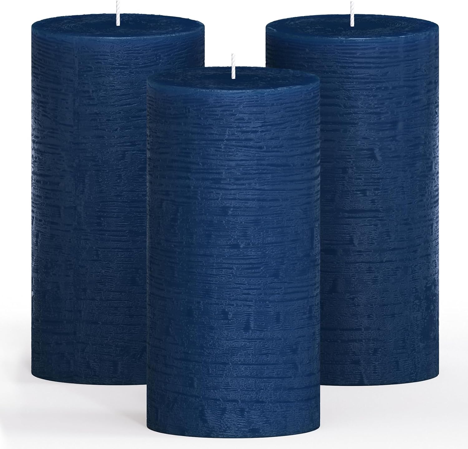 Candles & Holders - CANDWAX 3x6 Pillar Candles Set of 3 - Decorative Rustic Candles Unscented and No Drip Candles - Ideal as Wedding Candles or Large Candles for Home Interior - Dark Blue Candles
