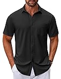 COOFANDY Mens Casual Button Down Shirt Short Sleeve