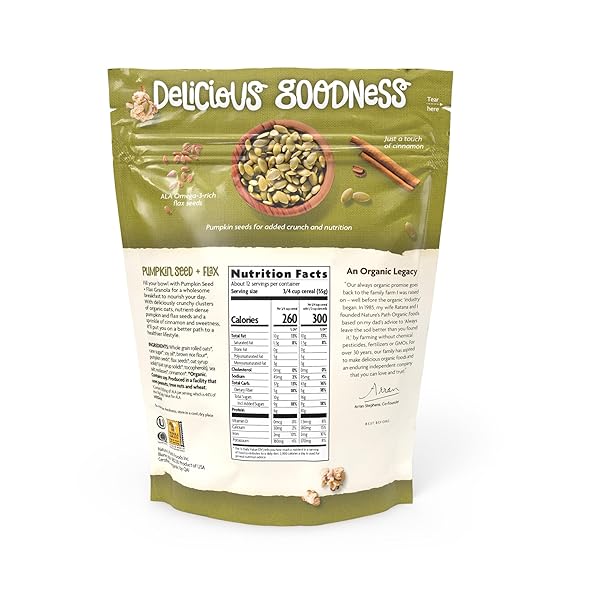 NATURE’S PATH ORGANIC PUMPKIN SEED + FLAX GRANOLA, 24.7 OZ (PACK OF 1), NON-GMO