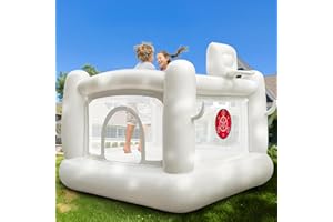 White Bouncy Castle for Toddler Indoor Bouncy Castle Toddler Bounce House PVC Waterproof Materials Easy to Clean Outdoor Back
