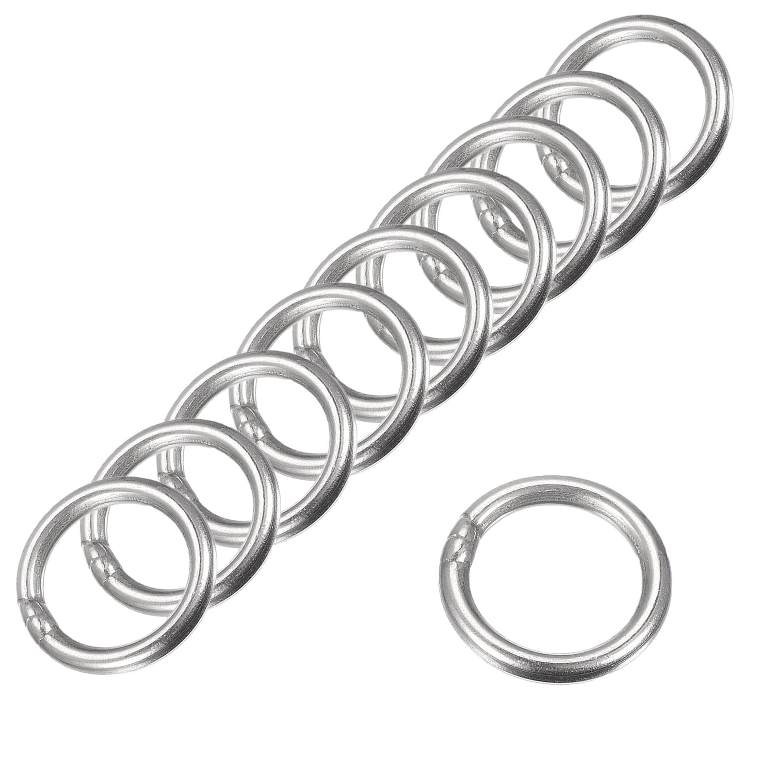 MACHSWON 304 Stainless Steel Welded O Ring 35mm(1.38") OD 4mm Thickness for Hand Bag Webbing Strap Purse Dog Collars Belts DIY Projects- 12pcs