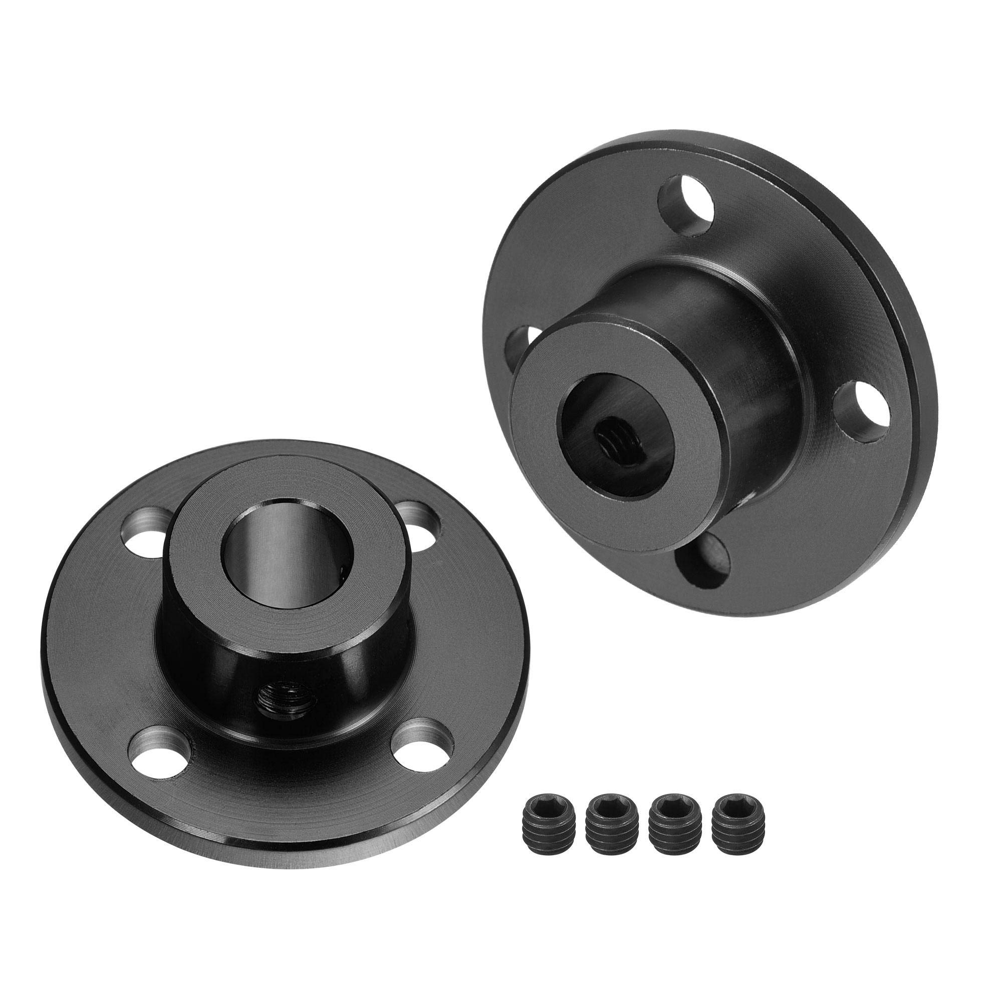 sourcing map 8mm Inner Dia H13xD10 Rigid Flange Coupling Motor Guide Shaft Coupler Motor Connector for DIY Parts Black 2pcs