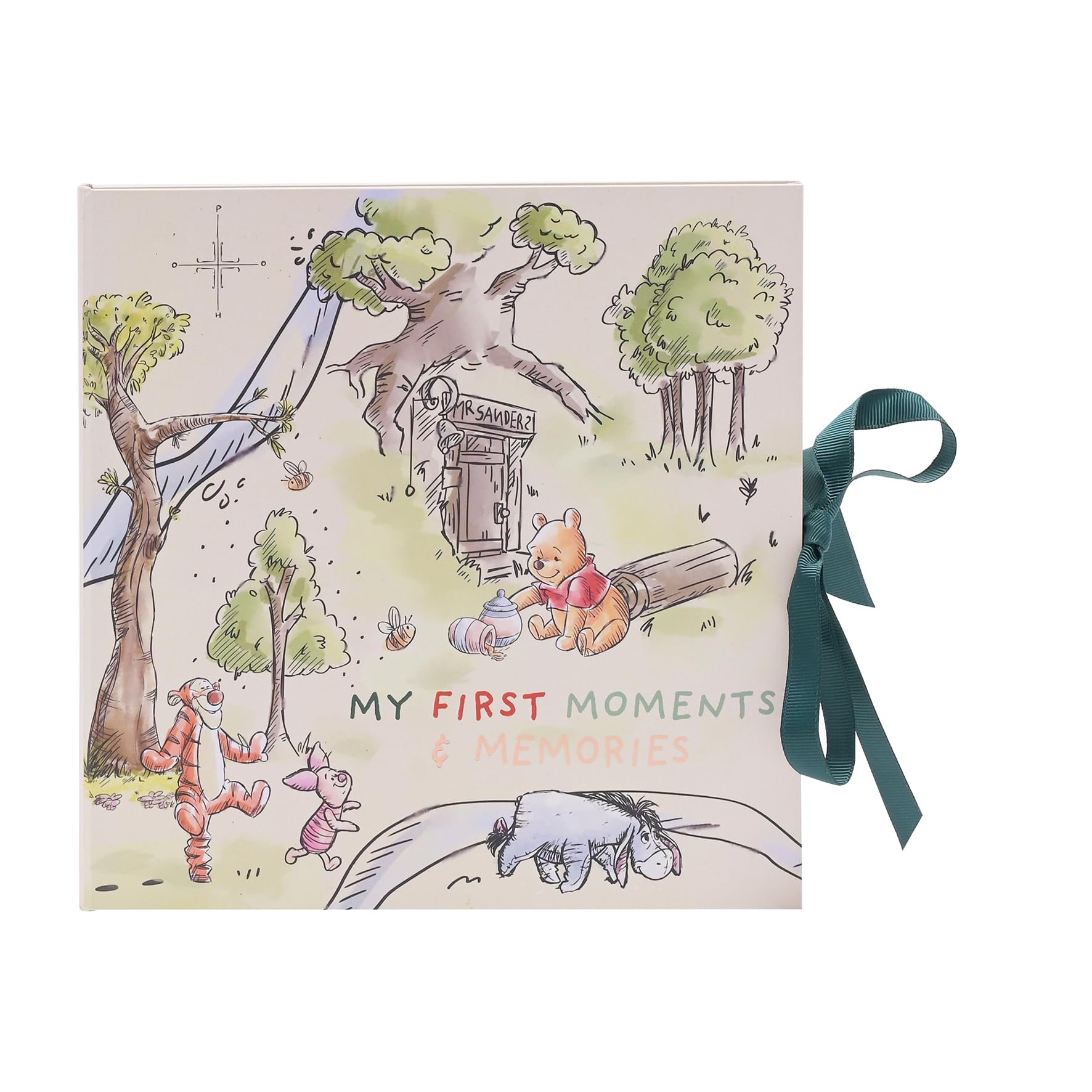 Disney Winnie the Pooh Baby Memory Book – My First Moments & Memories | First Year Record Book for Boys & Girls | Newborn Gift with Ribbon Closure | Official Widdop Keepsake Album - H: 21cm x W: 21cm.