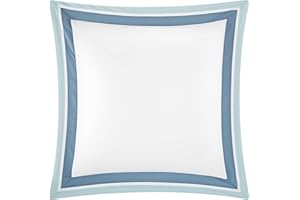 CASA BOLAJ DESIGNED TO DREAM Casabolaj Shading Collection 2 pieces In a Pack Euro Pillow Shams Only Cover 100% Egyptian Cotton Sateen 400 Thread Count 26”x26” With 1" Flange Suitable Filling Size 28"x28" (WHITE/BLUE/SAPPHIRE)