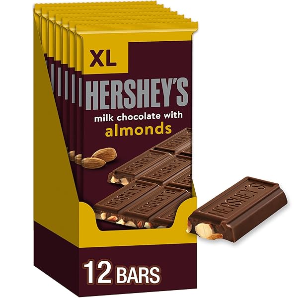 HERSHEY’S MILK CHOCOLATE WITH ALMONDS XL, CANDY BARS,...