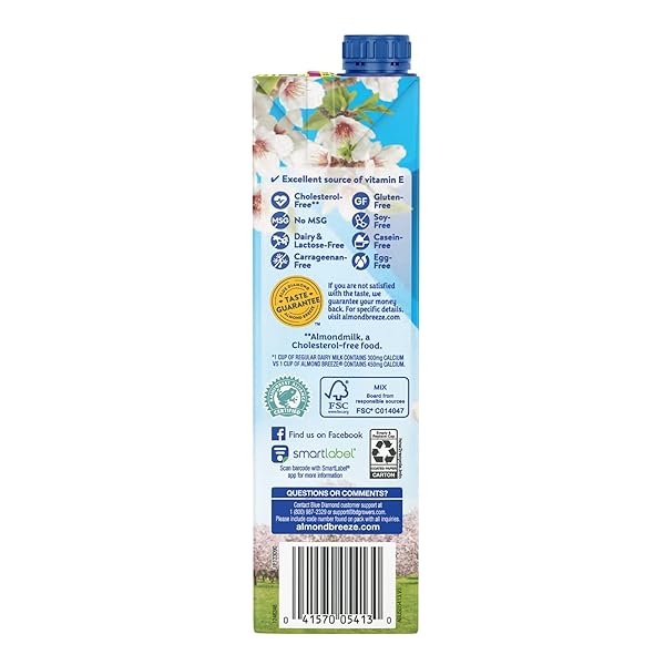 ALMOND BREEZE DAIRY FREE ALMONDMILK, UNSWEETENED ORIGINAL, 32 FL OZ