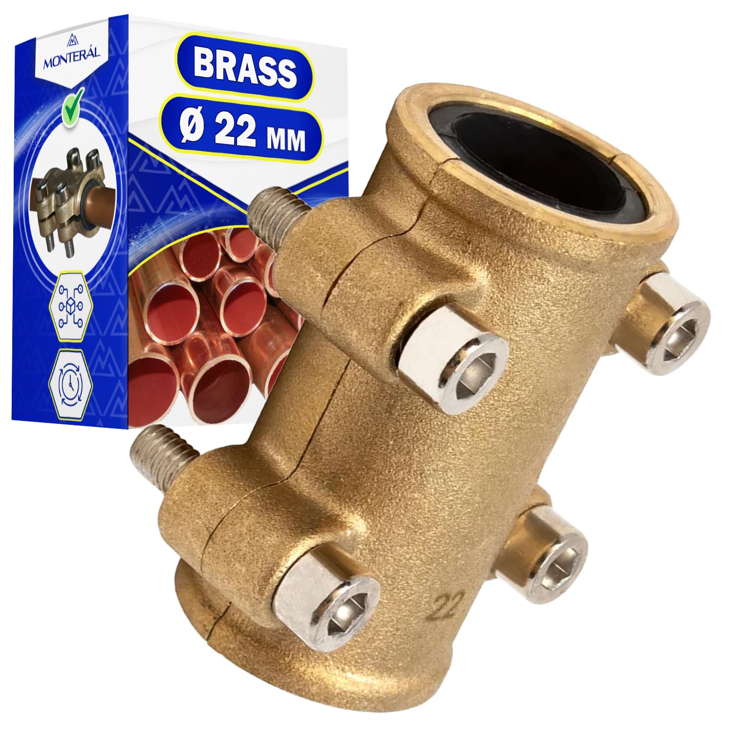 Plug Clamp for Copper Pipe Diameter 22 mm Made of Brass - MONTERAL