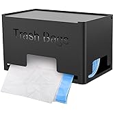 STWWO Large Trash Bag Holder Dispenser | Metal Garbage Bag Dispenser Roll Holder, Kitchen Trash Storage Organizer for Under Sink, Wall Mounted or Freestanding, Black