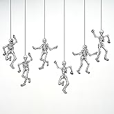 Cheerland Jointed Skeleton Garland Halloween Party Decorations Skull Garland Monster Disco Dancing String Decor Bones Spooky Scary Banner Kids Celebration Summerween Decoration and Supplies 15 Inch