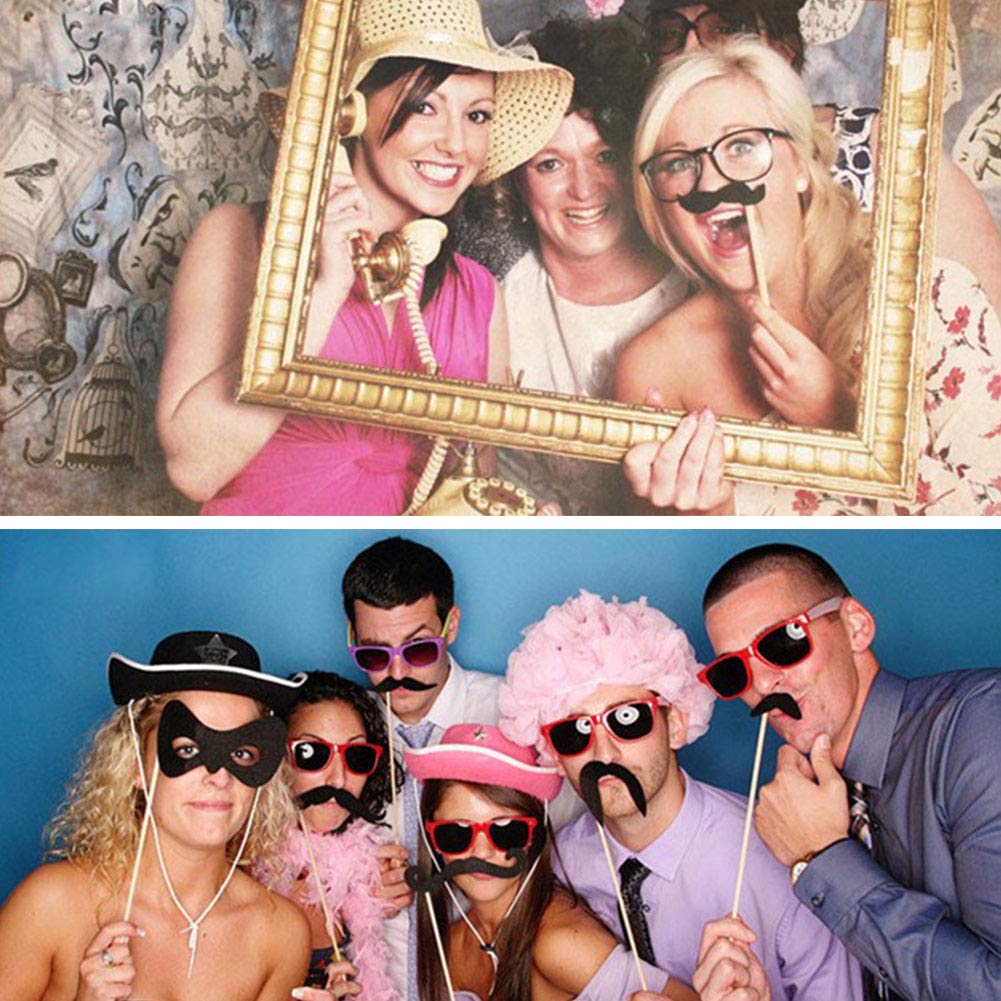 Christmas Party Photo Booth Props, 52PCS DIY Kits Dress-up Decoration for Christmas Theme Party Favors Decorations