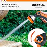 GRIFEMA GE1303 Garden Hose Spray Gun, 8 Patterns, High Pressure, Orange/Black view 5