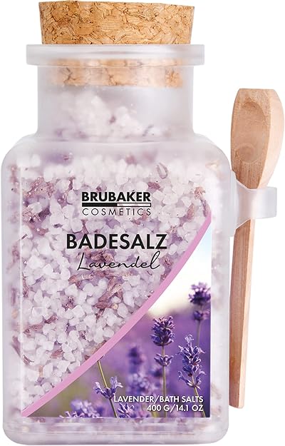 BRUBAKER Bath Salts 400g Lavender Scent Natural Extracts Wooden Spoon Wellness