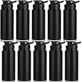 LYDTICK 10 Pack Water Bottles Bulk, 20oz Sports Aluminum Water Bottle with Snap Lids Metal Reusable Leak proof Personalized Bottle for Travel Camping Gym Hiking Fishing(Black)