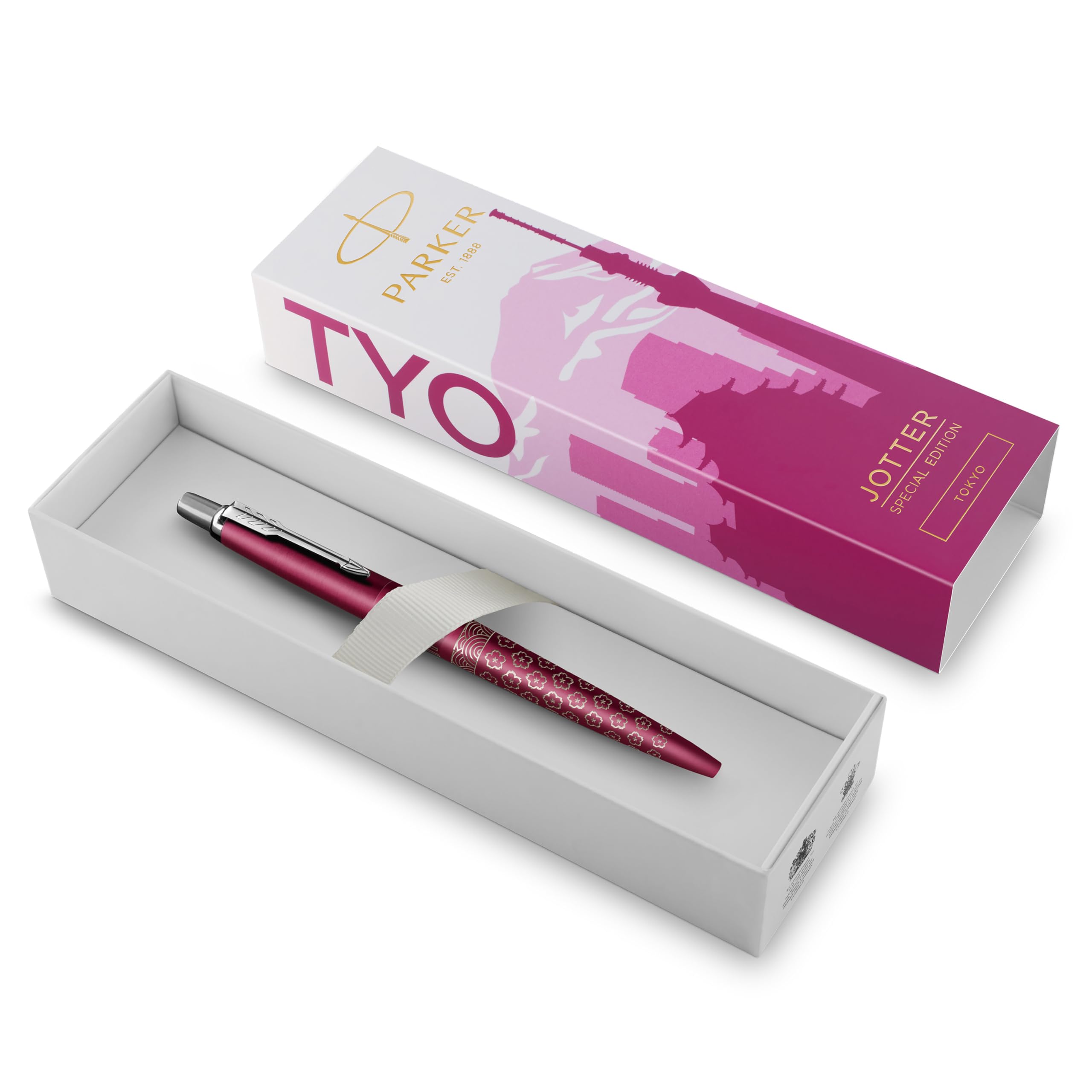 Parker Jotter Ballpoint Pen | Special Edition | Tokyo Pink CT | Medium Point with Blue Ink | Gift Box