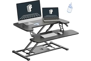FLEXISPOT Standing Desk Converter 28" Wide Height Adjustable Sit Stand Desk Riser, Small Size Desktop Riser with Keyboard Tra