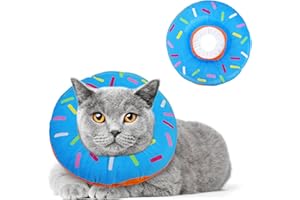 HUMLANJ Cat Cone Collar Soft, Adjustable Cat/Dog Recovery Collar, Cute Donut Kitten Cone to Stop Licking, Surgery Recovery Elizabethan Collars for Kitten Cats Puppy