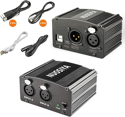 Amazon Com Phantom Power Supply Set Nuosiya 1 2 Channel 48v Phantom Power Supply With Usb Cable 3 5mm To Xlr Cable 6feet Xlr Cable 6feet For Any Condenser Microphone Music Recording Equipment 1f1m 2f2m Musical Instruments