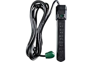 GO GREEN POWER INC. GoGreen Power (GG-16103M-12BK) 6 Outlet Surge Protector, 250 Joules, Black, 12ft Cord