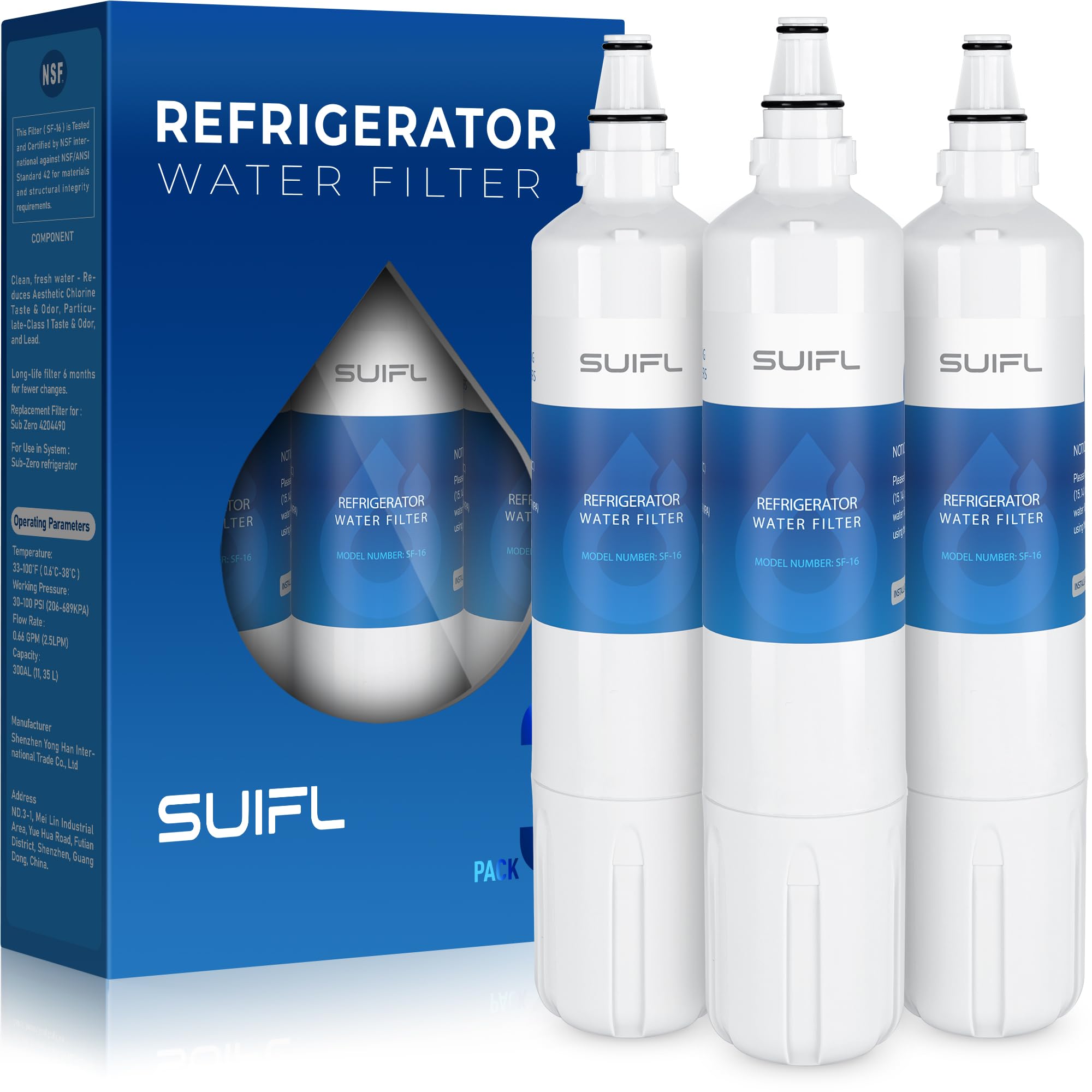 Photo 1 of Suifl F-1000 Under Sink Filter Replacement, Compatible with InSinkErator F-1000S, HWT-F1000S Filtration System, Reduces Chlorine Taste & Odor (3 Pack)
