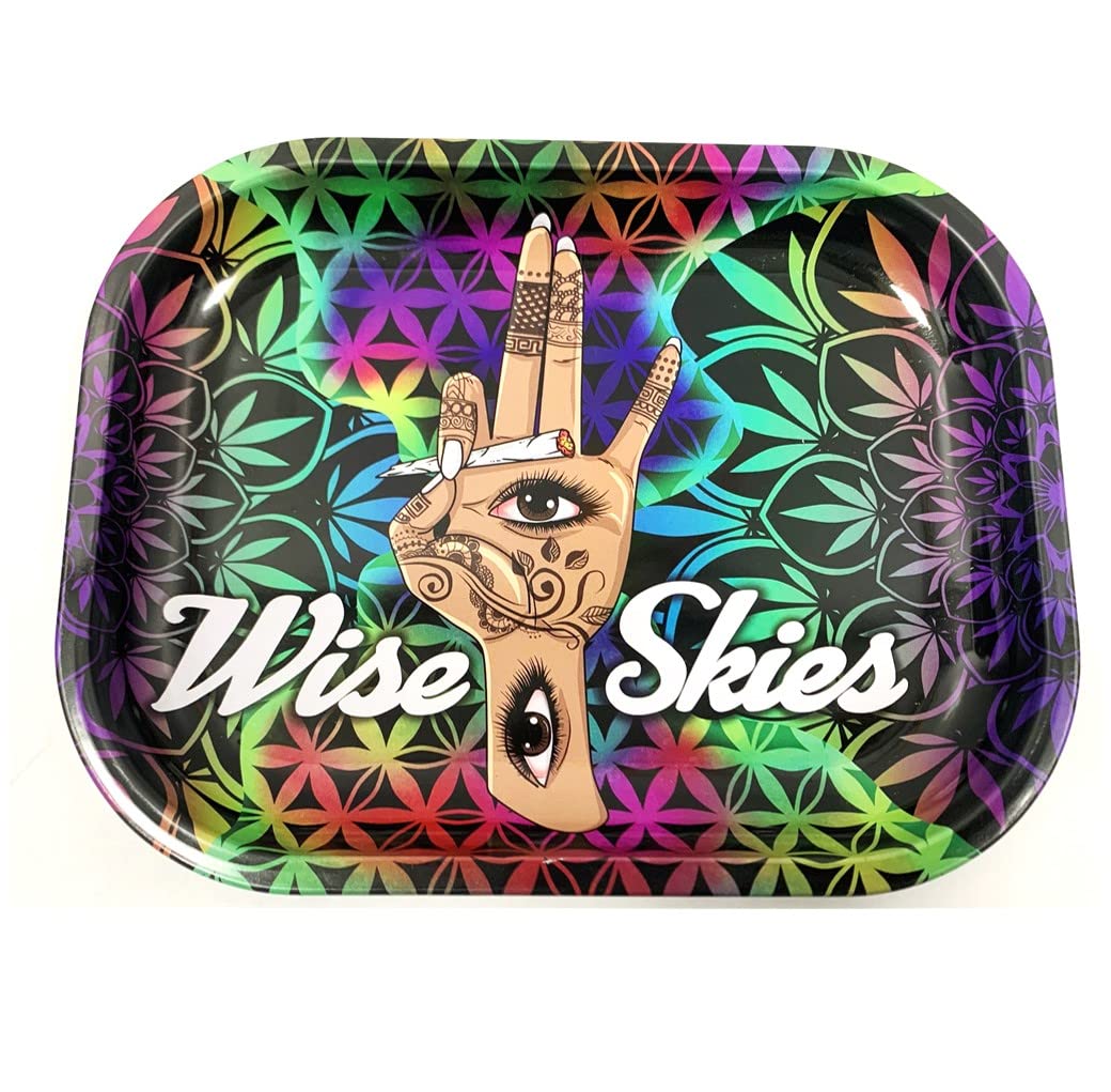 Wise Skies Metal Tray Smoking Accessory Rustic Hand-Crafted Style