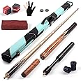 Kmise 3/4 Split Snooker Pool Cue, Handcraft, 4-Face Spliced Professional Snooker Pool Stick, Pool Sticks for Adults, with 2 Extension Cues, Complete Set Including Exquisite Leather Case, etc
