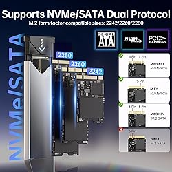 SSK M.2 NVME SATA SSD Enclosure Adapter, USB 3.2