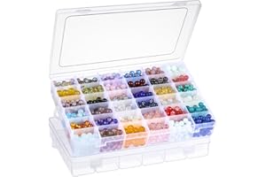 AOZITA 2 Pack 36 Grids Clear Plastic Organizer Box with Adjustable Dividers, Small Craft Organizers and Storage, Compartment Container for Bead, Nail, Jewelry, Art, DIY Crafts, Fishing Tackle, Small Items