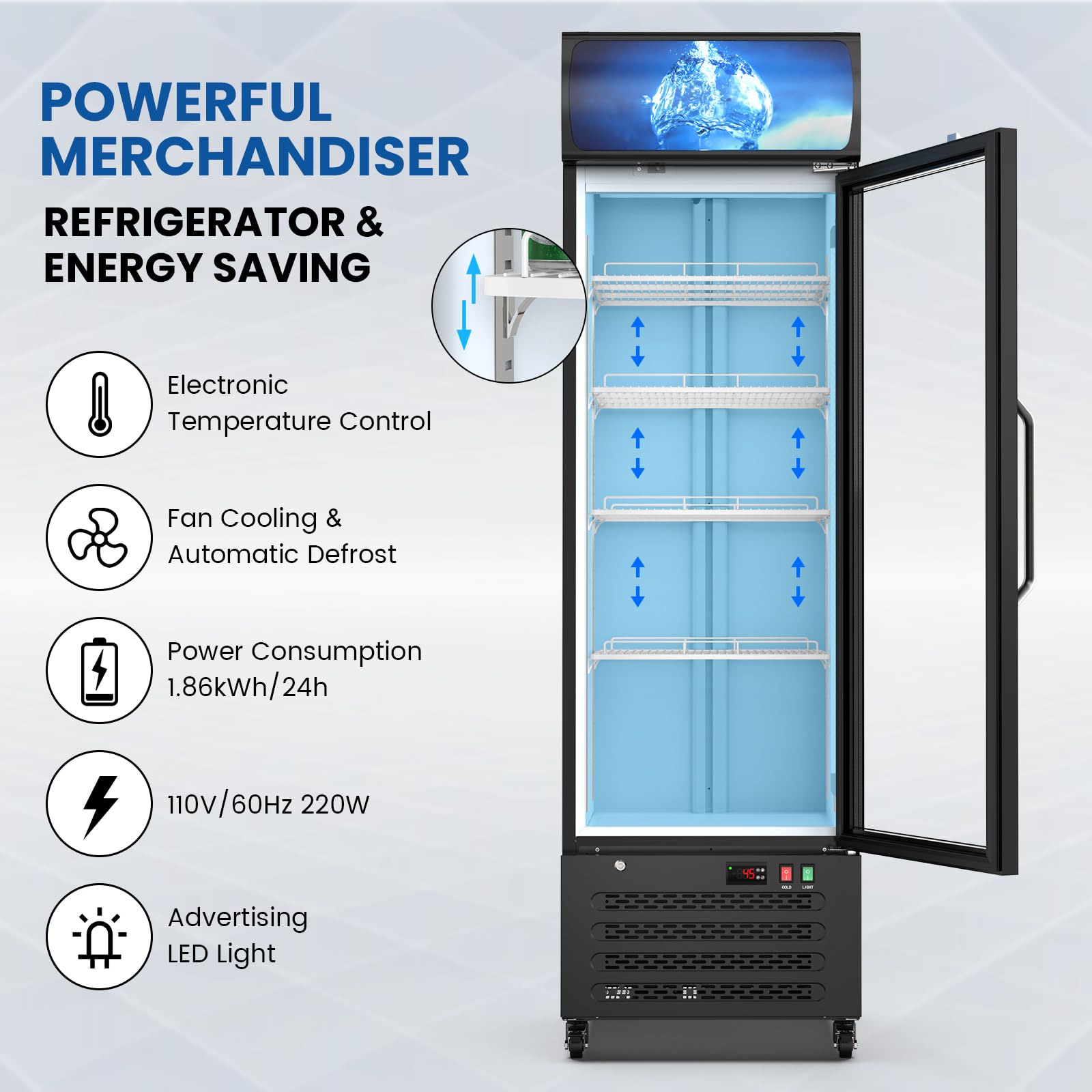 Large Display Fridge Mua 12 Cu Ft Commercial Display Fridge for Beverage,Glass Door Upright ...
