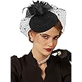 Cizoe Fascinator Hats for Women 20s 50s Vintage Pillbox Hat Kentucky Derby Fascinators Flower Veil Wedding Tea Party Hat