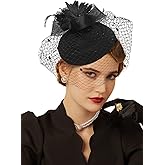 Cizoe Fascinator Hats for Women 20s 50s Vintage Pillbox Hat Kentucky Derby Fascinators Flower Veil Wedding Tea Party Hat