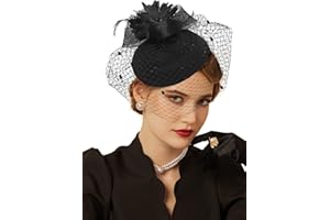 Cizoe Fascinator Hats for Women 20s 50s Vintage Pillbox Hat Kentucky Derby Fascinators Flower Veil Wedding Tea Party Hat